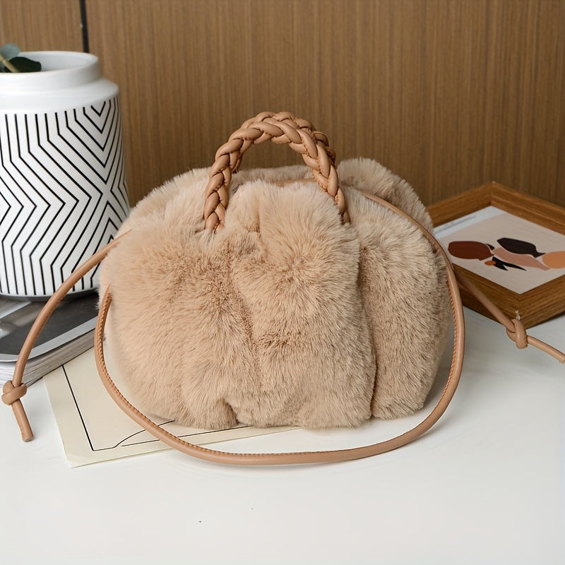 Modieuze effen kleur pluche tas