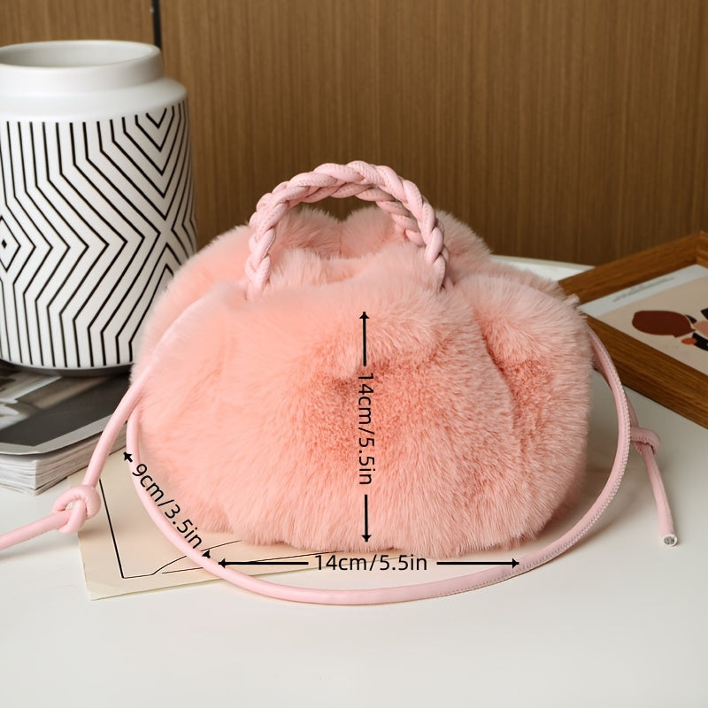 Modieuze effen kleur pluche tas