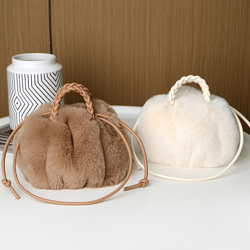 Modieuze effen kleur pluche tas