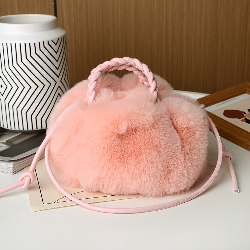 Modieuze effen kleur pluche tas
