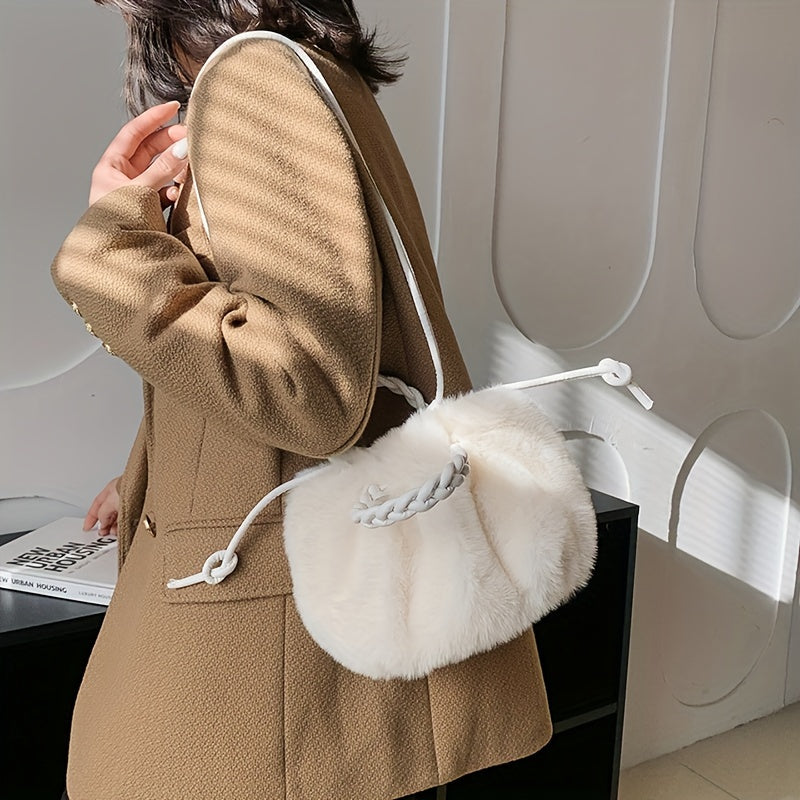 Modieuze effen kleur pluche tas